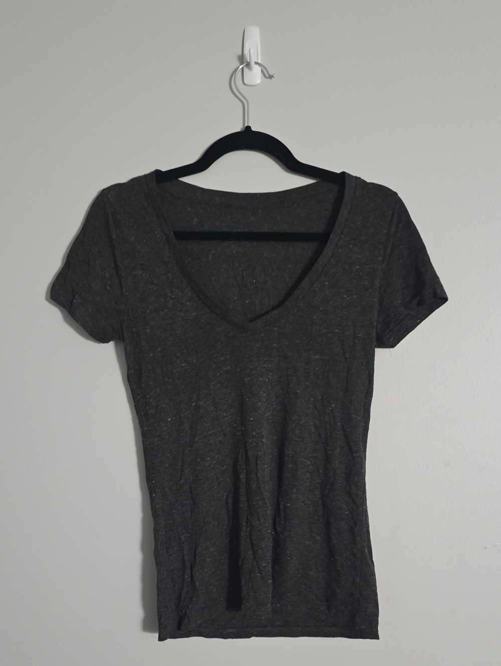 Wet Seal Charcoal V-Neck Short Sleeve Tee